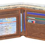 Mens Slim Bifold Wallet RFID Vintage Genuine Leather Thin Front Pocket Wallet (Brown (Crazy Horse Leather))