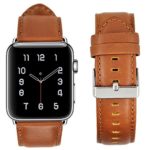 RUOQINI For Apple Watch Band 42MM, Genuine Leather Strap Retro Style Replacement Band for Apple Watch Series 3, Seires 2, Series 1 (Brown) …