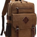 Kenox Mens Large Vintage Canvas Backpack School Laptop Bag Hiking Travel Rucksack Brown