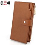 UTO Women’s RFID Blocking Large Capacity PU Leather Clutch Wallet 21 Card Slots Holder Organizer Ladies Purse with Wristlet Brown