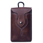 Sunmig PU Leather Cell Phone Holster Bag Smartphone Pouch Belt Case Waist Pocket (Dark Brown)