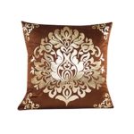 Pillow Case,Bokeley Velet Square Gold Foil Flower Print Decorative Throw Pillow Case Bed Home Decor Cushion Cover (Brown)