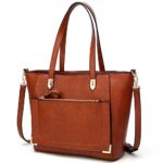 YNIQUE Women Top Handle Handbags Satchel Purse Tote Bag Shoulder Bag, Brown, Medium