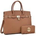 DASEIN Womens Top Handle Satchel Handbags Designer Tote Purse Shoulder Bag Faux Leather Padlock Briefcase Laptop Bag