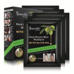 Swarzstar Hair Color Shampoo Dark Brown with Olive Oil 125 ml Pack of 5 Sachets = 25ml x 5 Sachets
