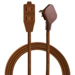 Cordinate Designer Extension Cord, 3 Outlet, 8 ft Power Cord, Flat Plug, Safety Lock Outlets, Long Braided Cord, Brown, 39982