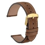 WOCCI Suede Vintage Leather Watch Band with Gold Buckle,Quick Release Strap, Select Width(18mm 20mm 22mm)