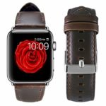 Genuine Leather iWatch Band,with Stainless Metal Buckle Strap, Apple Watch Replacement Wrist Band for Apple Watch Series 1 Series 2 Series 3,Sport,Edition,Womens,Men, 42mm Dark Brown