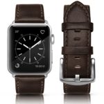 Apple Watch Band 42mm Leather, Swees iWatch Genuine Leather Bands Vintage Strap Wristband with Stainless Steel Buckle for Apple Watch Series 3, Series 2, Series 1, Sports & Edition Men, Dark Brown