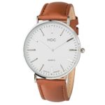 MDC Mens Classic Brown Leather Watch Slim Business Casual Fashion Wrist Watches for Men