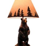 Resin Table Lamps Standing Grizzly Bear Table Lamp W/Silhouette Shade 8 X 24 X 7 Inches Brown