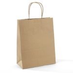 Halulu 50 Pcs 10″x5″x13″ Kraft Brown Paper Handle Shopping Gift Merchandise Carry Retail Bags