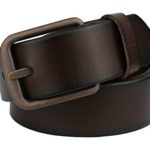 Bullko Men’s Genuine Leather Belt Casual Jean Brown Belts 1 1/2″