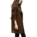Sunward Women’s Vintage Lapel Trench Coat Double Breasted Wool Jacket,Double Breasted Pea Coat (Coffee, M)
