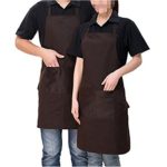 2 Pack Adjustable Bib Apron Waterdrop Resistant with 2 Pockets Cooking Kitchen Aprons for Women Men Chef, Coffee Shop/Kitchen/Bar/Bakery/Hotel Durable Apron (Dark brown)