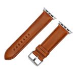 YQI Genuine Leather Apple Watch band for iWatch All Version (Light brown(Silver Adapter), 42)