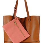Scarleton Trendy Reversible Tote Bag H20180452 – Brown/Coral Pink