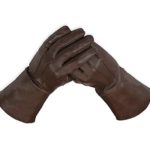 Leather Gauntlet Gloves Long Arm Cuff (Large, Brown)