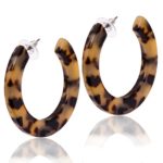 Acrylic Hoop Earrings Mottled Resin Earrings Textured Open Circle Statement Stud Earrings for Women Girls
