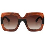 Gobiger Trendy Luxury Square Oversized Sunglasses for Women Brand Designer Shades (Black-brown Frame/Gradient Brown)