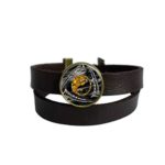 LooPoP Vintage Punk Dark Brown Leather Bracelet Yin Yang Tai Chi Belt Wrap Cuff Bangle Adjustable