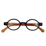 Small round Oval Vintage Spring Hinge Nearsighted Shortsighted Myopia Glasses (-1.75, Black frame with Brown temples)