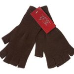 Gravity Threads Unisex Warm Half Finger Stretchy Knit Gloves, Brown