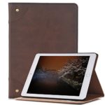 iPad Air 2 Folio Case,elecfan Vintage Premium Leather Case,Book Cover Design,Ultra Slim Well-Fit Lightweight,Multi-Angle Viewing Stand,Smart Cover For Apple iPad Air 2 9.7 inch(iPad air 2, Dark Brown)