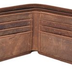 Woogwin Men’s Wallet RFID Vintage Genuine Leather Slim Bifold Wallet Handmade (Brown Style1)