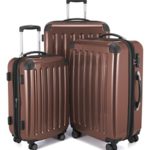 HAUPTSTADTKOFFER Luggages Sets Glossy Suitcase Sets Hardside Spinner Trolley Expandable (20′, 24′ & 28′) TSA (Brown)