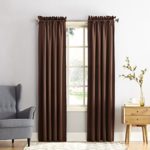 Sun Zero Barrow Energy Efficient Rod Pocket Curtain Panel,Chocolate Brown,54″ x 84″