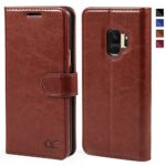 OCASE Samsung Galaxy S9 Case Leather Flip Wallet Case For Samsung Galaxy S9 Devices (Brown)