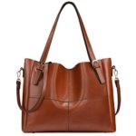 SAMSHOWME Women Top Handle Satchel Handbags Shoulder Bag PU Leather Tote Purse (Brown)
