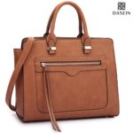 Dasein Women Vegan Leather Handbag Designer Purse Satchel Bag with Crossbody Strap
