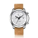 Wrist Watches Mens Minimalist Quartz Wristwatch Chronograph Light Brown Genuine Leather Luxury Watch