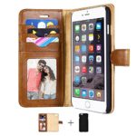 Wuloo iPhone 6s Plus/6 Plus Wallet Case, Detachable Leather Folio Card Slot Holder Side Pocket 5.5 inch Hard Shock Absorption Case for iPhone 6s Plus/6 Plus (Brown)