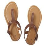 Rekayla Flat Thong Sandals with T-Strap and Adjustable Ankle Buckle for Women Brown 08