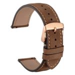 WOCCI Suede Vintage Leather Watch Band with Rose Gold Buckle, Quick Release Strap, Width (18mm 20mm 22mm)