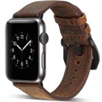 Watruer Compatible Apple Watch Band, 42mm Genuine Leather iwatch Strap Replacement Band with Stainless Metal Clasp for Apple Watch Series 3 Series 2 Series 1 Sport and Edition – Dark Brown