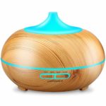 URPOWER Aromatherapy Essential Oil Diffuser 300ml Wood Grain Ultrasonic Cool Mist Whisper-Quiet Humidifier with Color LED Lights Changing & 4 Timer Settings, Waterless Auto Shut-Off for Spa Baby Home