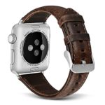 SKYLET Bands for Apple Watch, 38mm Retro Genuine Leather Straps with Metal Clasp for Apple Watch Series 1 Series 2 Series 3 Edition Nike+ (Smart Watch Not Included)[38mm-Dark Brown-Small]