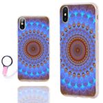 iPhone X Case Mandala,iPhone 10 Case Floral,ChiChiC Ultra Thin Slim Flexible Soft TPU Rubber Clear Case Cover with design for Apple iPhone X,geometric blue brown Henna Mandala Datura Floral Lace