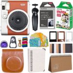 Fujifilm Instax Mini 90 Instant Camera + Fuji Instax Film (20 Sheets) + Giant Accessories Bundle(12 piece) (Brown)