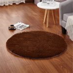 LOCHAS Round Area Rugs Super Soft Living Room Bedroom Home Shaggy Carpet 4-Feet (Brown)