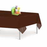 Brown 12 Pack Premium Disposable Plastic Tablecloth 54 Inch. x 108 Inch. Rectangle Table Cover By Dluxware