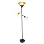 Elegant Designs LF2002-RBZ 3 Light Floor Lamp with Scalloped Glass Shades,Restoration Bronze