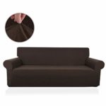 Beautiful Myth Stretch Sofa Cover 1 Piece Polyester Spandex Sofa Slipcover for Living Room (Dark Brown, Sofa)