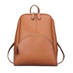 aiseyi Women Black Leather Backpack Girls Drawstring Schoolbag Casual Daypack (Brown)