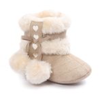 ESTAMICO Baby Girl Winter Fur Snow Boots Toddler Shoes With Bowknot Light Brown US 5