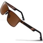 COSVER Men’s Polarized Sports Sunglasses for Men Driving Cycling Running Fishing Golf Unbreakable Frame Metal Glasses 8003 (Brown&Brown, none)